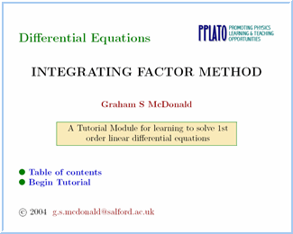 Integrating Factor Method