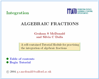 Integration of algebraic fractions