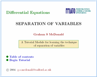 Ordinary differential equations - separation of variables