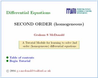 Second order ordinary differential equations I